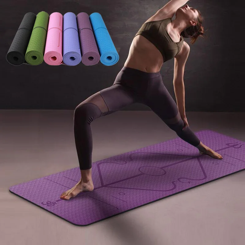 1830*610*6 мм TPE коврик для йоги с позиционной линией нескользящий ковер коврик для начинающих экологический фитнес гимнастический коврик