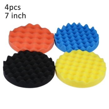 

4Pcs/Set 7 Inch Polishing/Buffing Sponge Pads Car Polisher Foam Soft Wave Waffle Pad Brand New And High Quality Accessories