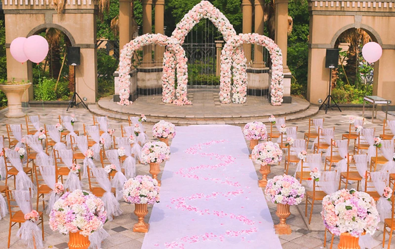 JAROWN Customize Artificial Rose Hydrangea Flower Ball Wedding Table Centerpiece Decor Flower Half Ball Stand Set Home Party Decor (27)