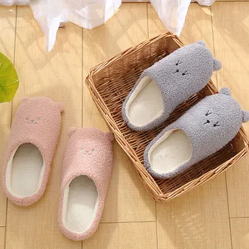 

Soft Cute Cartoon Cute Bear Anti-skid Mute Home Fluffy Slippers Wooden Floor Women Slippers Indoor Slippers Warm Shoes 2019