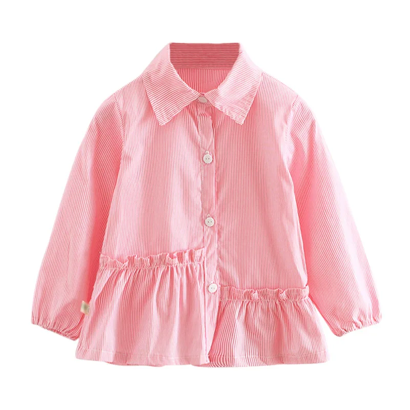 

Autumn Winter Girls Blouse Shirts Cotton Lace Long Sleeve Children Striped Print Casual Girl Kids Baby Toddler Top