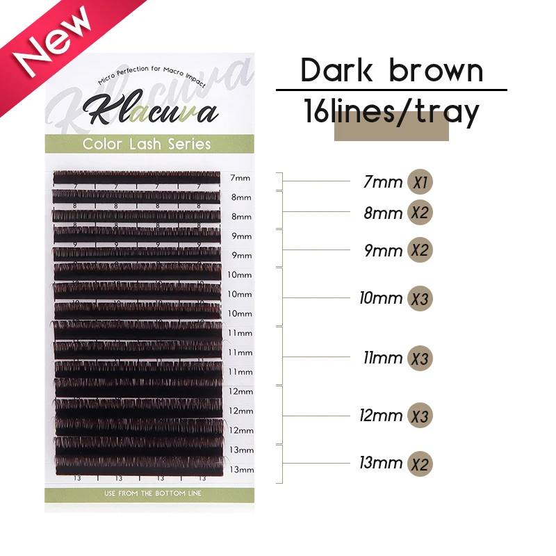 

Klacuva Dark Brown Individual Colored Eyelash Extensions 0.07/0.10 Mixed Chocolate Volume Lash Extension Supplies Faux Mink Lash