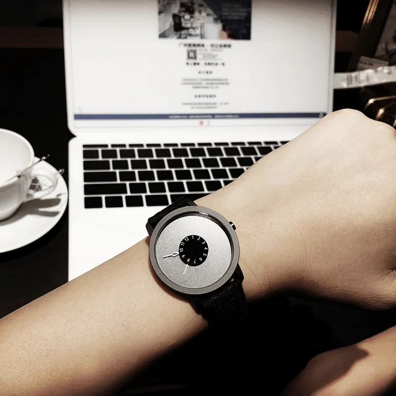 

2019 men gift Enmex brief design creative black face CANVAS strap fun for young fashion unique design clock quartz watches