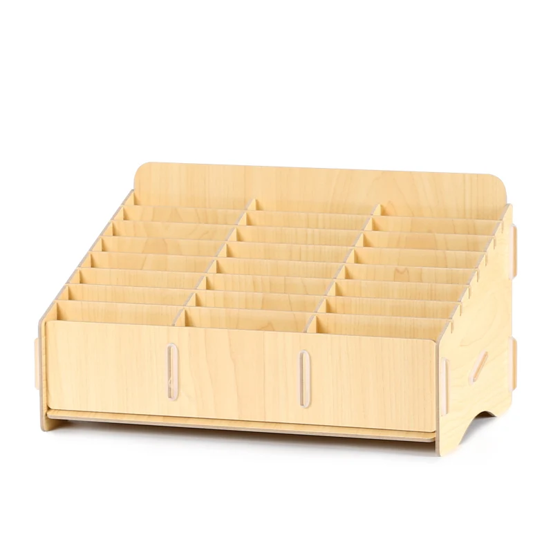 Wooden Color Настольные деревянные ящики для хранения телефона, органайзер для хранения с ЖК-экраном, офисные школьные деревянные ящики для инструментов - Цвет: Wooden Color