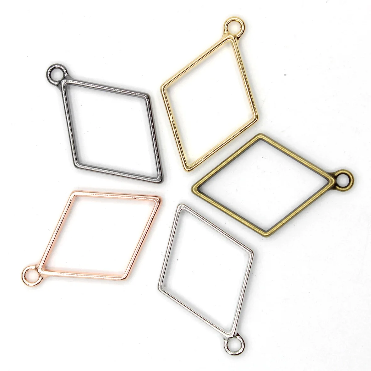 

Metal Hollow Embossing Frame Resin Jewelry Making Frame Necklace Earring Pendant Mould 10pcs/Hand 5 Color Diamond