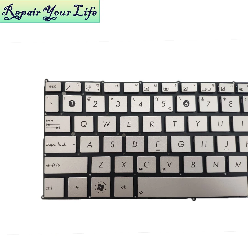 Клавиатура для ноутбука ASUS UX21E UX21 UX21A американский английский 0KNB0-1100UI00 MP-11A93U46528 серебристый без замены рамы