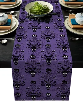 

Table Runner Tablecloth Skull Pumpkin Ghost Kitchen Table Runners for Dinner Holiday Party Wedding Events Decor