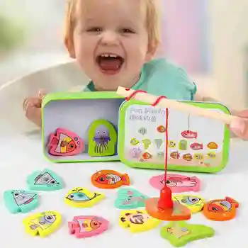 

Magnetic Game Educational Outdoor Toy Fish Wooden Magnetic Fishing Toy Set Fish Educational Toy Funny Children Toy