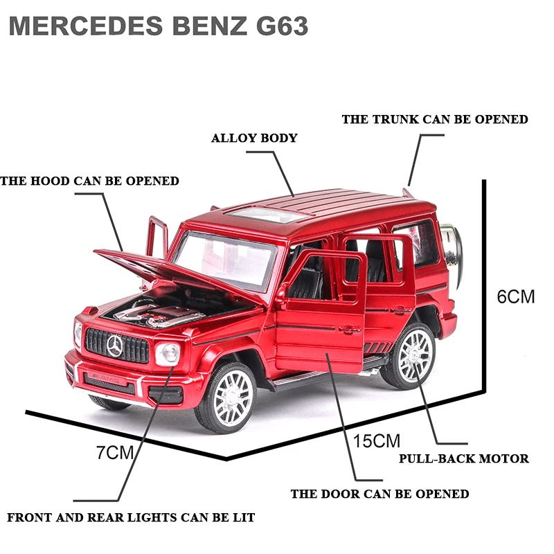 1:32 Mercedes-Benz G63 модель автомобиля из сплава с вытягивающимся задним сиденьем и музыкальной моделью игрушки для детей Подарки для детей