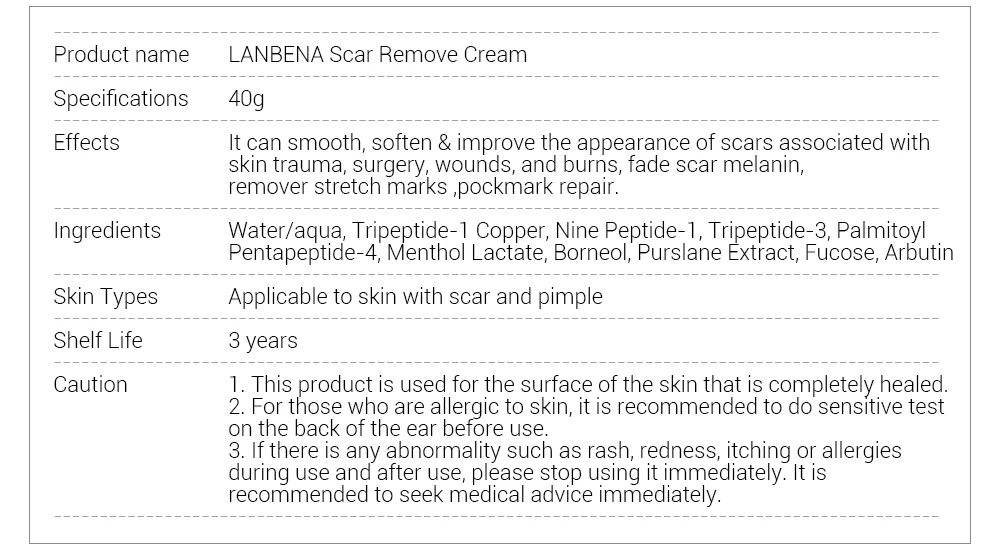 LANBENA крем для удаления шрамов лечение акне ремонт шрамов и черных точек сужение пор отбеливание увлажняющий уход за кожей крем 40 г