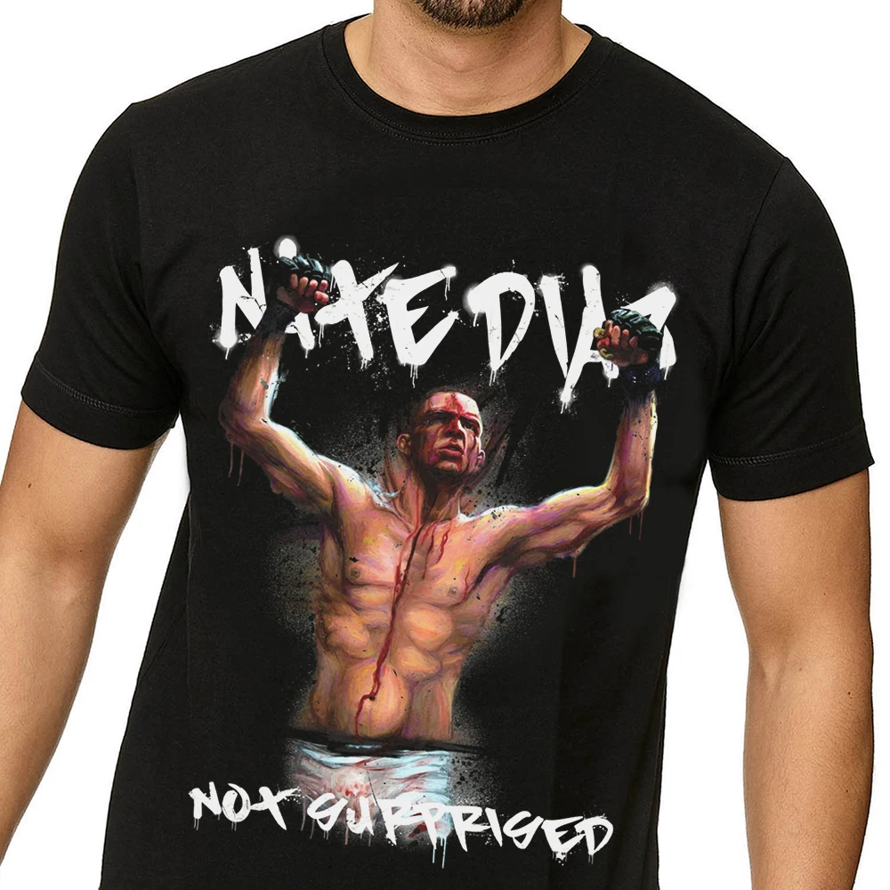Skup Dla mężczyzn Nate Diaz nie jest zaskoczony T Shirt fajne UFC MMA mistrz koszulkę 100% bawełna duży rozmiar Camiseta