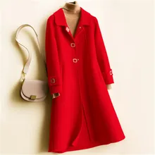 Новое тонкое двухстороннее кашемировое пальто с квадратными пуговицами, Женское шерстяное пальто высокого качества, длинное Кукольное пальто с воротником, женские куртки as118