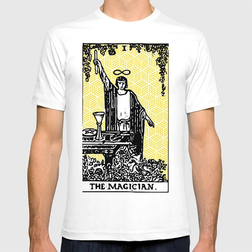 Футболка с геометрическим принтом Таро-волшебник Таро карточка Таро дизайн Таро искусство волшебника Таро волшебное