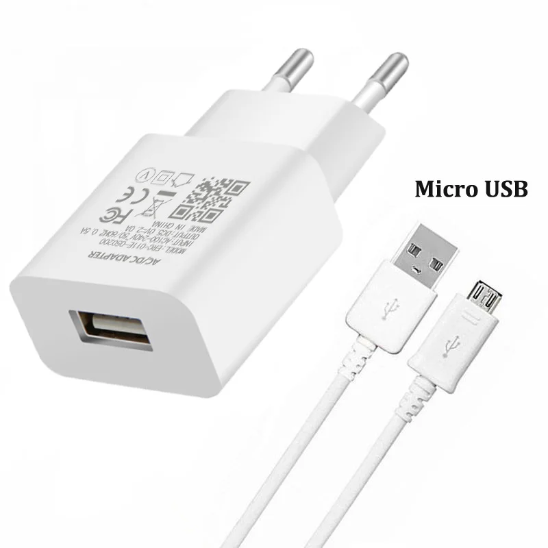 5v 1a usb USB Charger EU Plug Charging Data Cable For Samsung Galaxy A10 S7 S6 edge S5 S4 Note 4 5 J3 J5 J7 2016 2017 A6 + Micro USB Cable usb 5v 2a