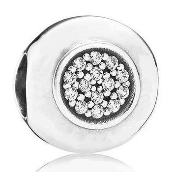 

Original Logo button Shape With Crystal Beads Fit 925 Sterling Silver Bead Charm Bracelet Bangle DIY Jewelry