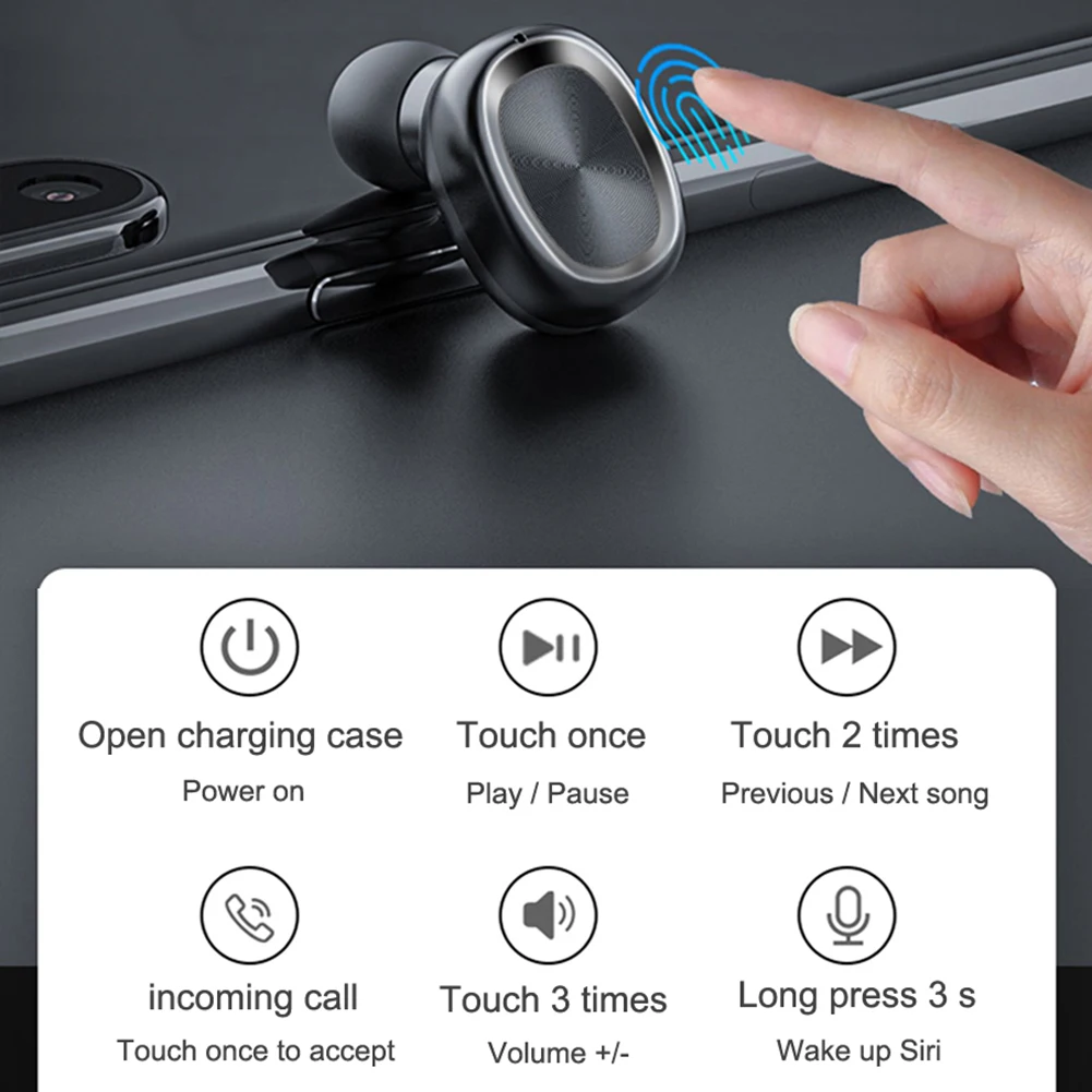 Bluetooth 5 0 TWS Wireless Touch Control Headset LED Power Display Waterproof Sweat proof 8D HIFI Sounds Sports Earphones