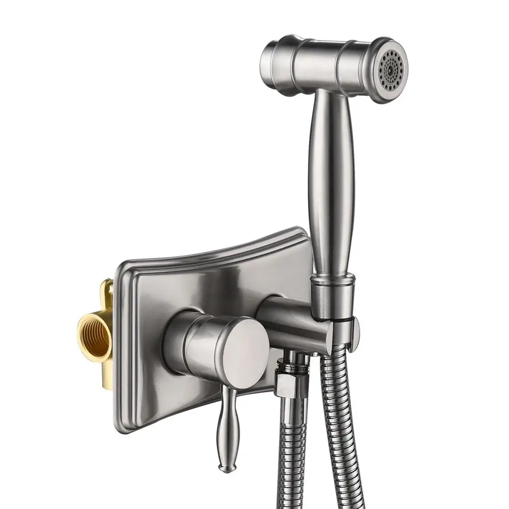 

Bidet Sprayer/Toilet seat Set Stainless Steel Toilet Handheld Sprayer Kit Hot and Cold Water Brushed Nickel U.S. Stock