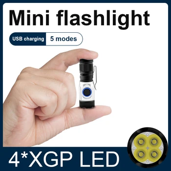 

Powerful LED Mini Flashlight 40W Portable Torch Outdoors Waterproof Built-in Battery USB Rechargeable Hiking Camping Flashlights