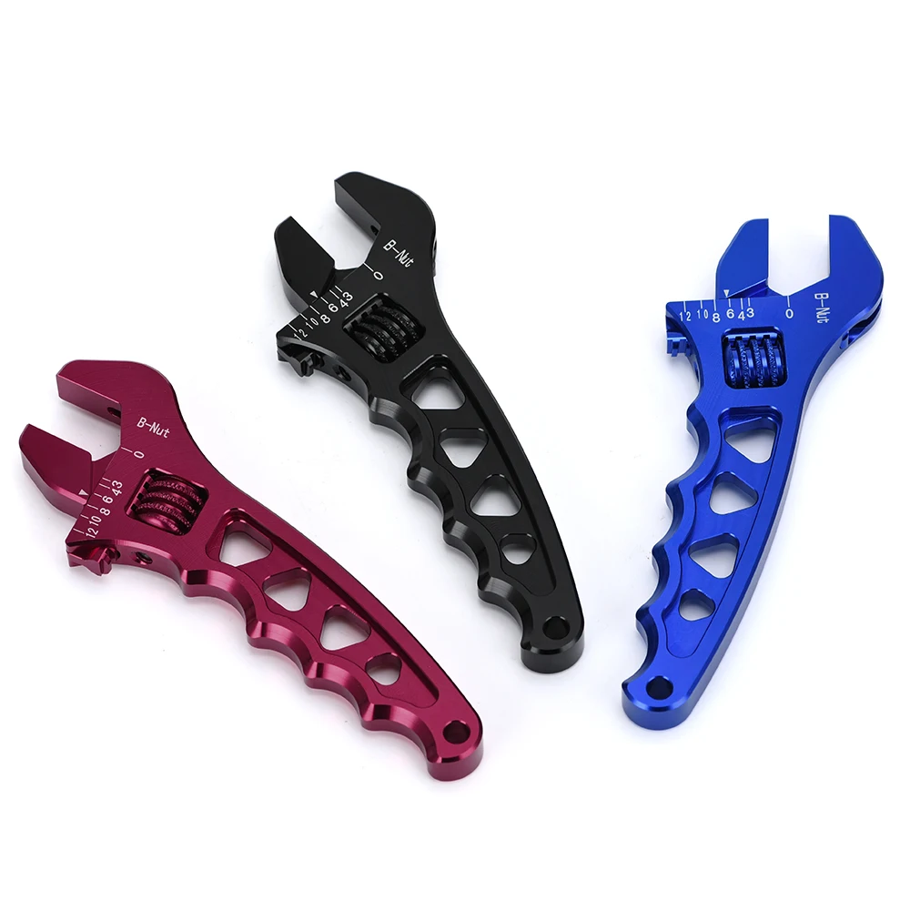 PQY-Adjustable AN 3 4 6 8 10 12 Aluminum WRENCH HOSE Fitting tool aluminum spanner AN3-AN12 PQY-SLW0601 aluminum line clamps