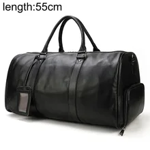 Big capacity genuine leather travel bags men women soft black cowhide casual travel duffel high quality cow leather shoulder bag