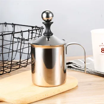 

400/800ML Manual Milk Frother Stainless Steel cappuccino Milk Creamer Milk Foam Mesh Coffee Foamer Creamer Kitchen Applicance