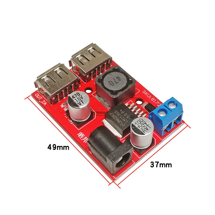 LM2596 LM2596S двойной USB DC-DC 9 в 12 В 24 36 до 5 3A понижающий преобразователь доска