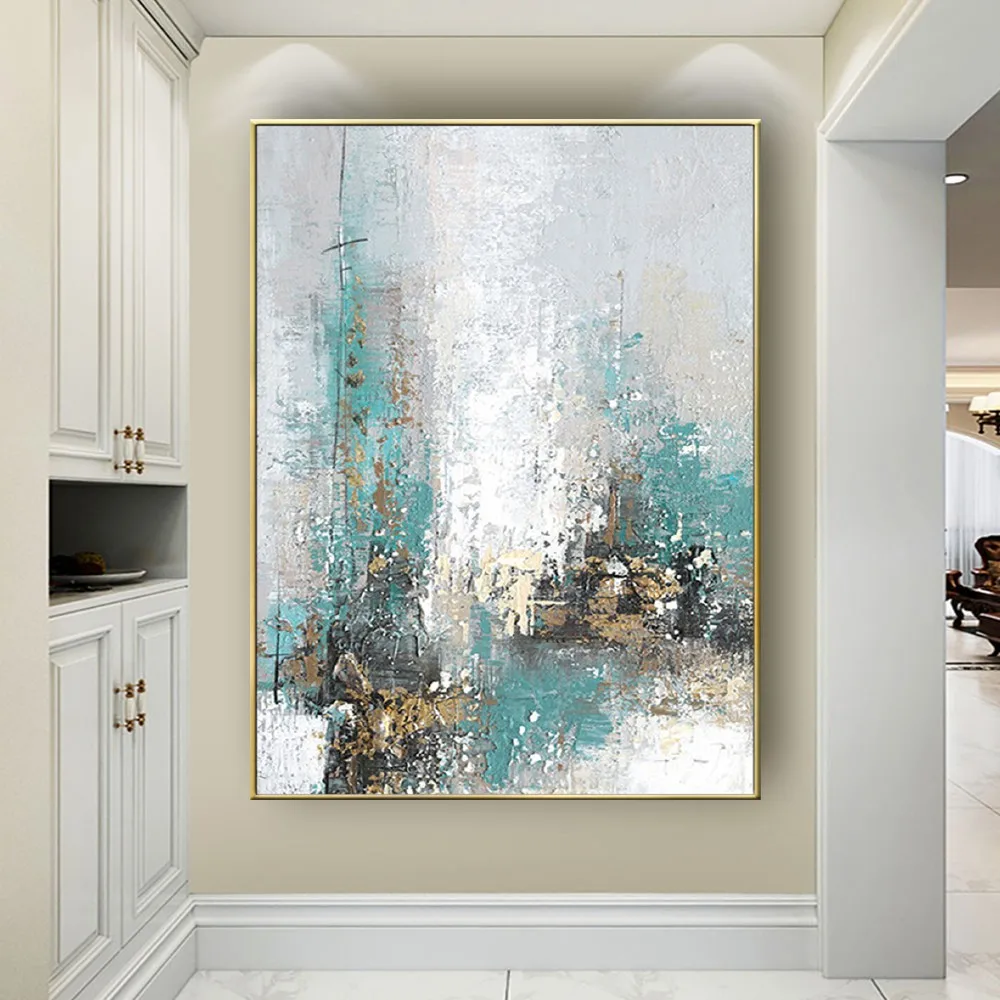 Handmade Oil Abstract Gold Leaf Art 4