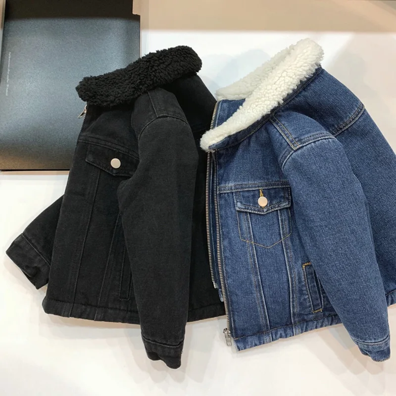 New Arrival Girls Boys Denim Thicken Coat Autumn Winter Baby Girl Clothes Kids Jacket 1-6 Years