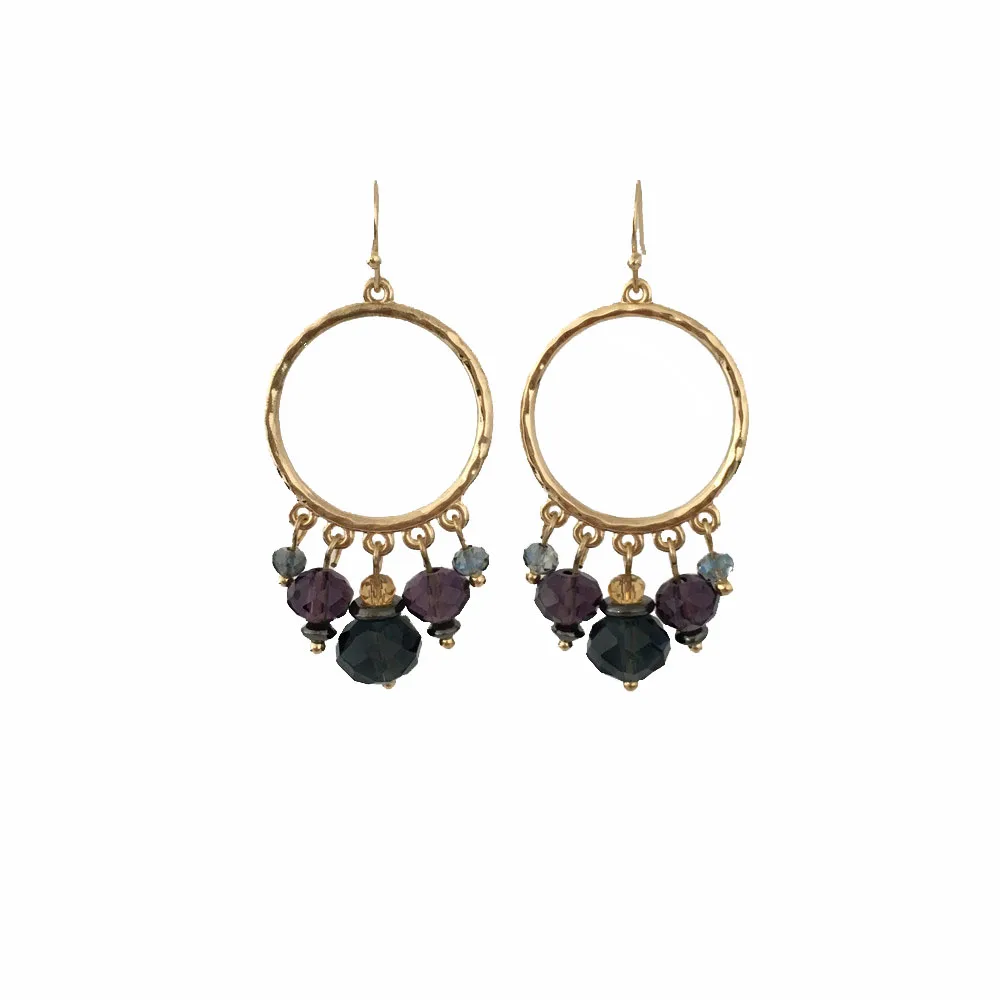 

TRENDY WOMEN EARRINGS GOLD COLOR PLATING DARK STONE DROP EARRINGS FOR WOMEN GIRL
