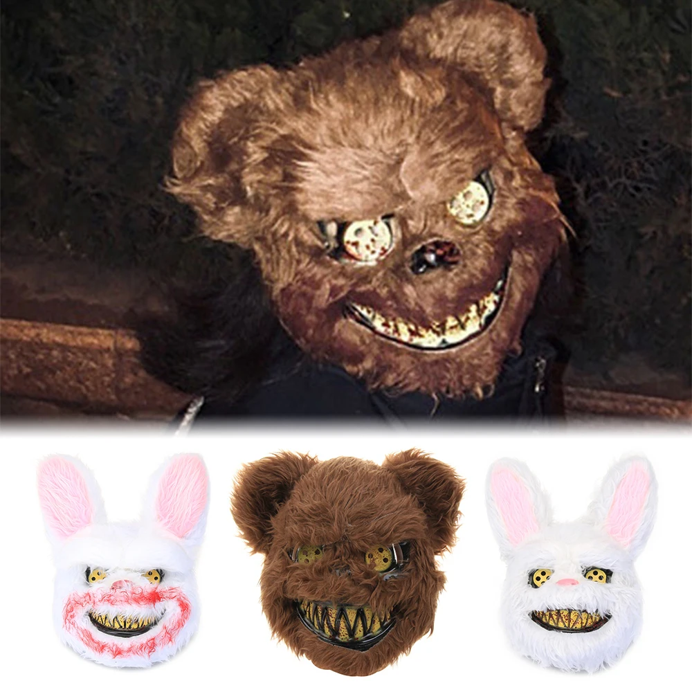 

1PC 3 Styles Halloween Evil Bloody Rabbit With Scary Teeth Masks Horror Kids Adults Masquerade Party Cosplay Scary Mask Gift