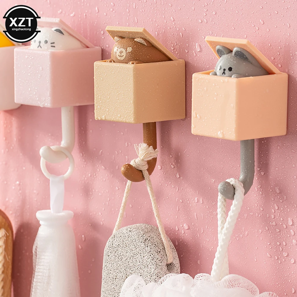 Description Picture 3 of itemCreative Cute Cat Hook Seamless Dormitory Bedroom Door Hangers Hooks Key Umbrella Towel Cap Coat Rack Wall Decoration Hook
