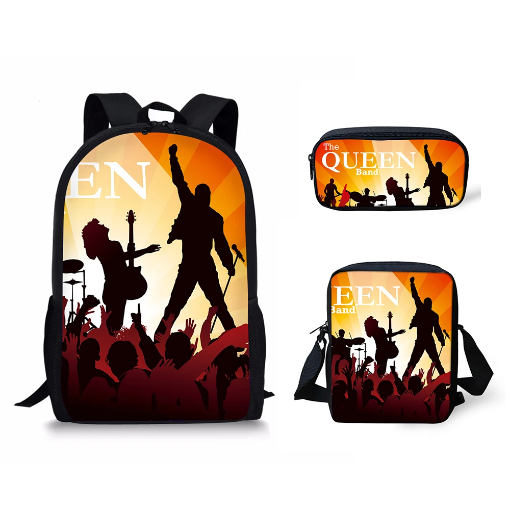 HaoYun Children School Bags Queen Band Bohemian Rhapsody Printing Large Shoulder Backpack 3Pcs/set Kids Custom Students Bookbags