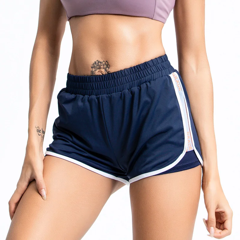 Ladies Sports Shorts High Waist Seamless Fitness Yoga Shorts Spandex Tight Fashion Fake Two Piece Yoga Shorts