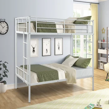 

Bunk Bed Iron Frame With Ladder High Quality Bed Suitable For Bedroom Twin Size Removable Twin Metal Bunk Bed
