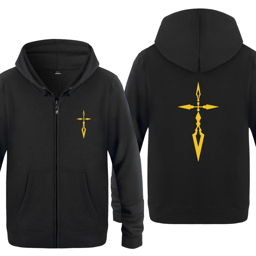 FATE ZERO Аниме мультфильм толстовки для мужчин мужчин s молния с капюшоном флис толстовки кардиганы