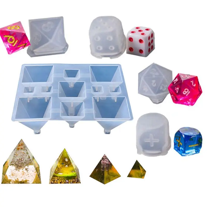 

1 Set /7Pcs Shapes Dice Fillet Square Triangle Dice Mold Dice Digital Game Silicone Mould