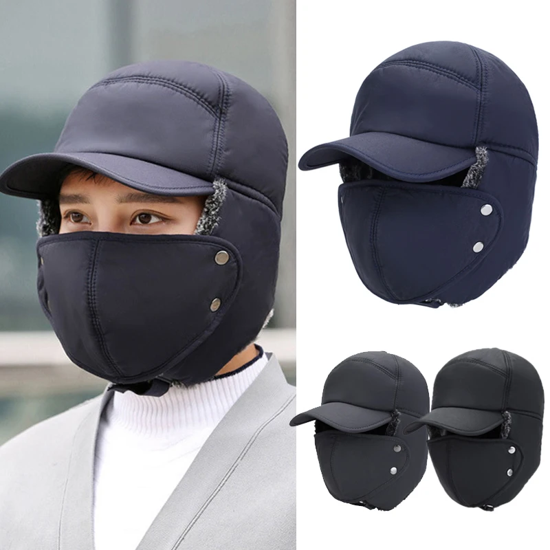 Men Hat Cap Ear Flap Warm Thicken Windproof Comfortable for Winter Outdoor Skiing YA88
