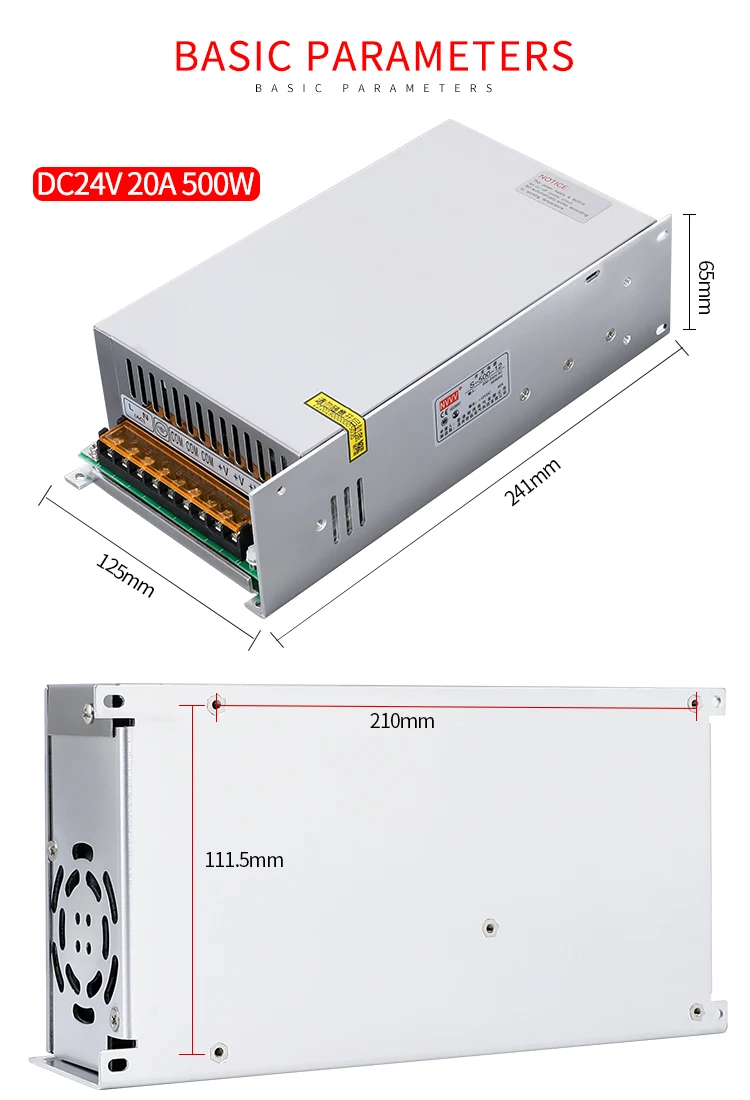 NVVV s-500w-24v 20A импульсная электростанция продает достаточно мощности напрямую