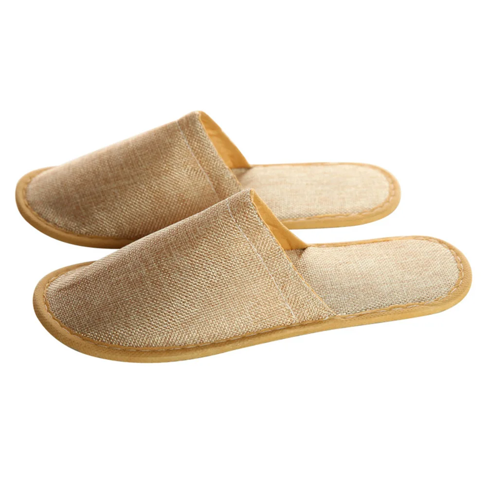 

5 Pairs Spa Comfortable Anti Slip Linen Disposable Slippers Home Guest Unisex Casual Homestay Gift Adults Soft Travel Hotel