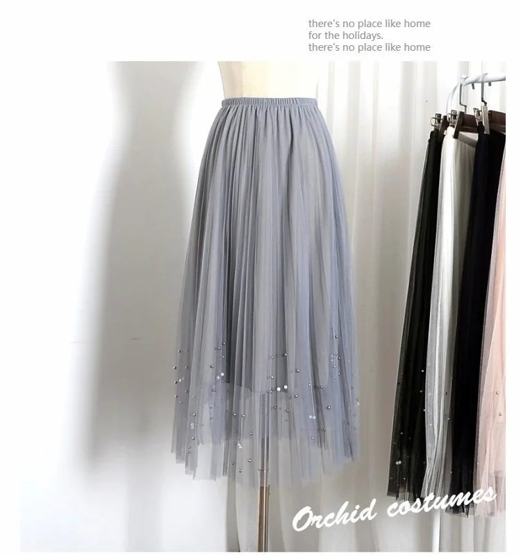 SHENGPALAE 2019, новая мода, осень, плиссированные украшения бисером, эластичная лента, прямая юбка для женщин, одноцветная, Tide Faldas Mujer Moda 9A270