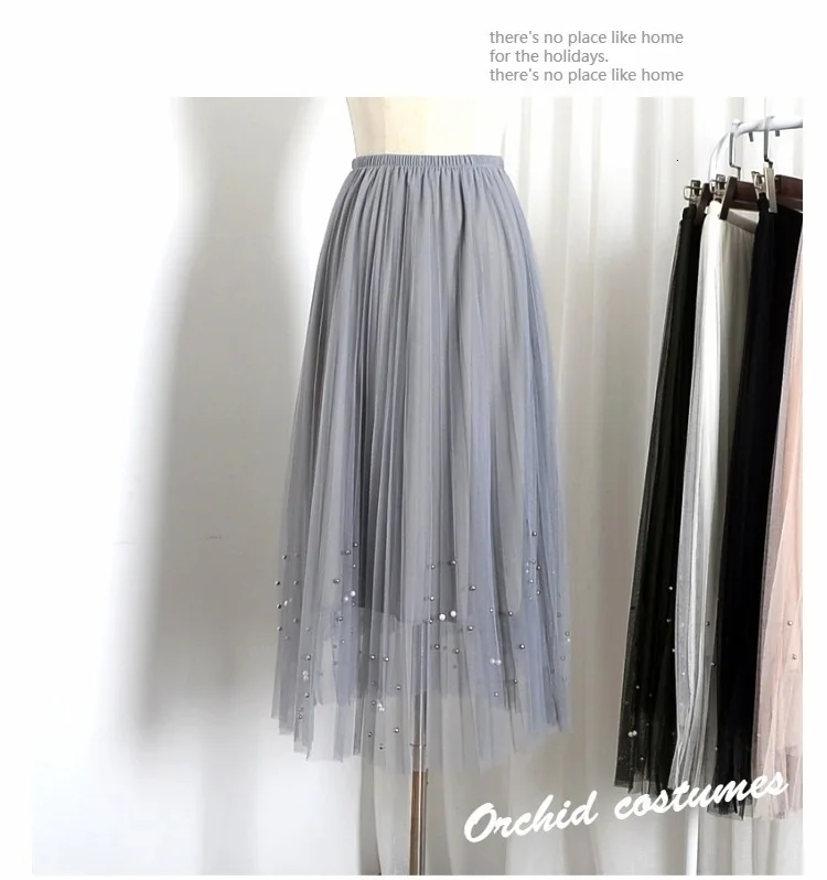 SHENGPALAE New Fashion Autumn Pleated Bead Decoration Elastic Band Straight Skirt Women Solid Tide Faldas Mujer Moda 9A270