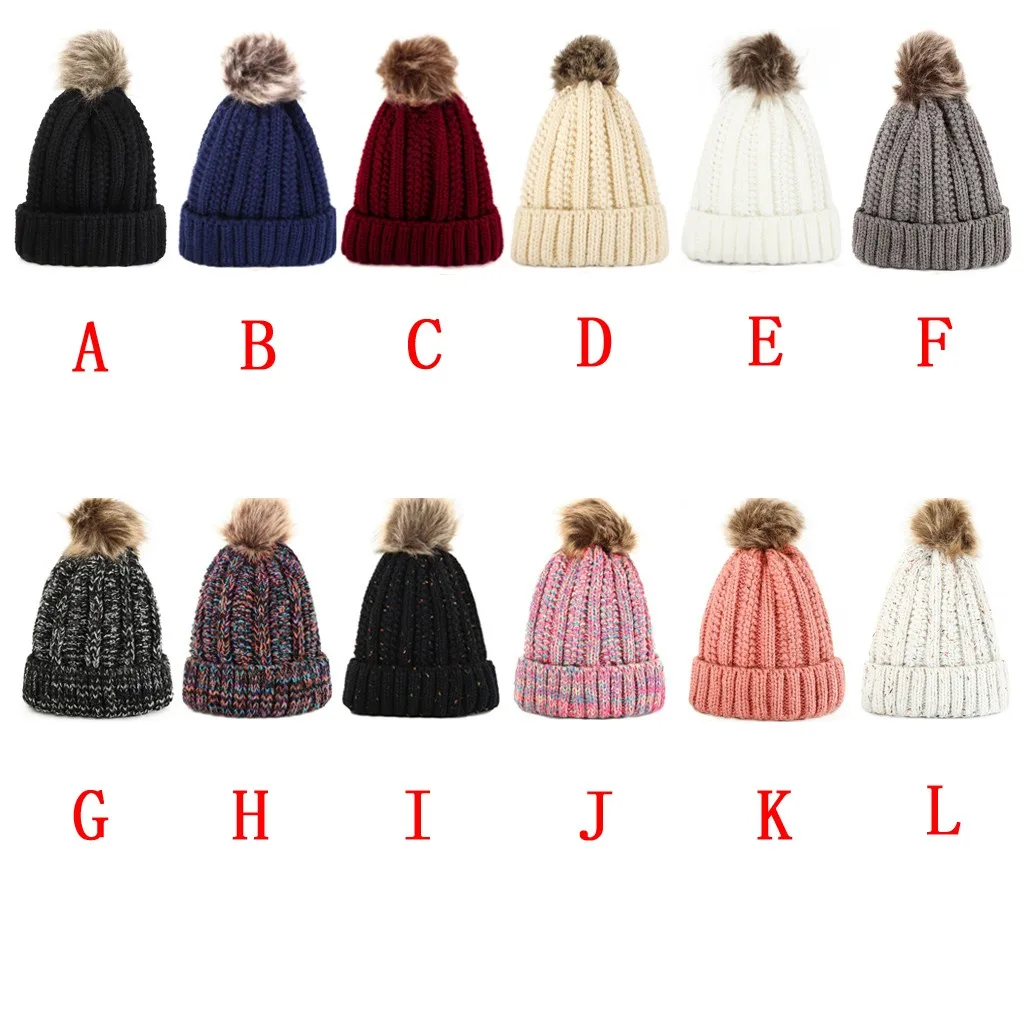 Толстые теплые женские зимние шапки Skullies Beanies, шапка с помпоном, одноцветные, мягкие, удобные, вязанные шапочки, шапка, шапочки, берет
