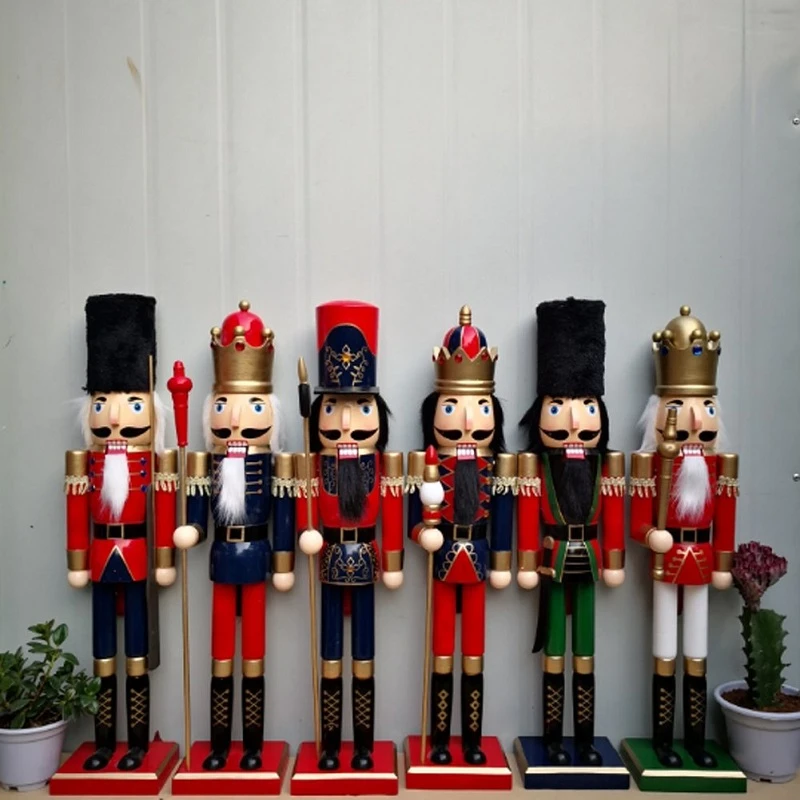 ZHAQU 60CM Nutcracker Soldier Christmas Decoration Ornaments For Home Wooden Figurine Handcraft Walnut Puppet Toy New Year Gifts