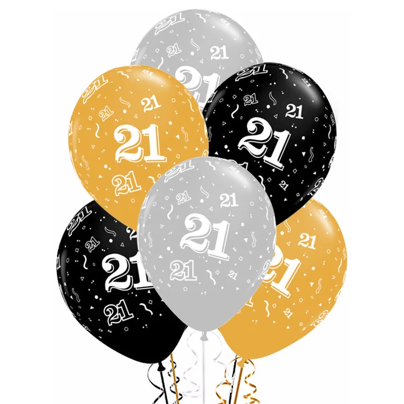 5 шт. 12 дюймов с днем рождения латексные шары золотой серебряный черный 18 21 30 40 50 лет взрослые гелиевые воздушные шары для украшения вечеринок