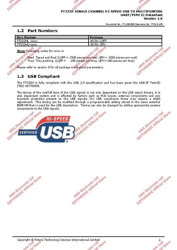 FT232HL LQFP48 FT232HL-REEL LQFP-48 USB HS в UART/FIFO SPI/JTAG/iec LQFP-48 1500 шт./катушка