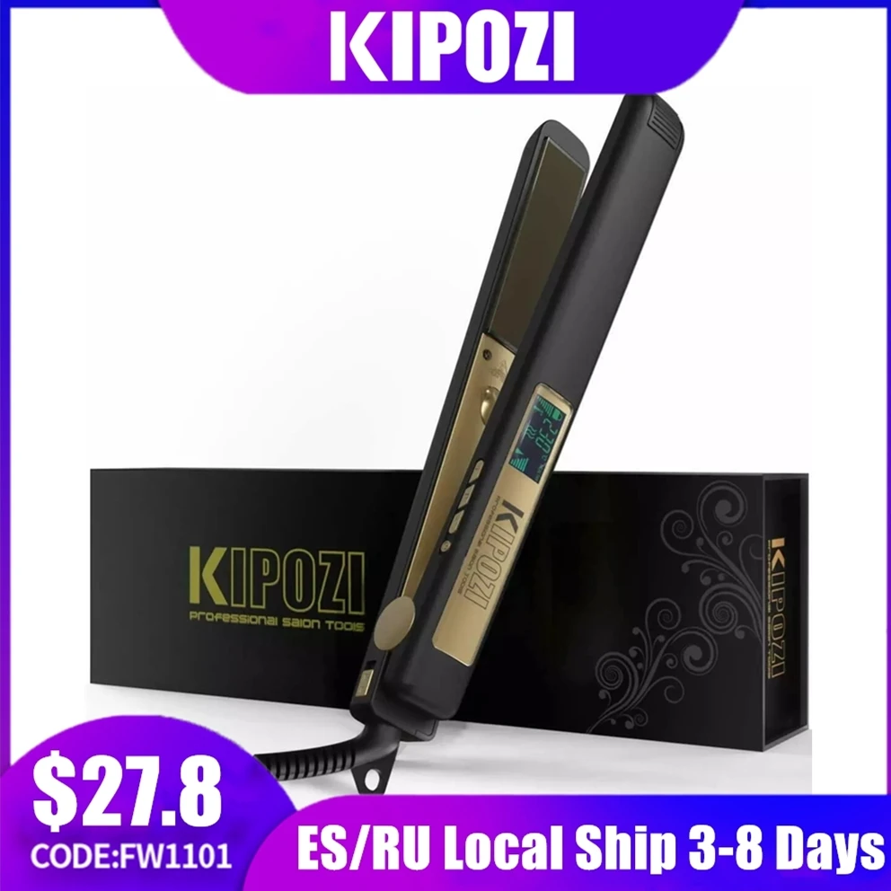 Hair Straightener Professional Titanium Flat Iron Digital LCD Display Flat Iron Hair Straightener for Women Widen Panel