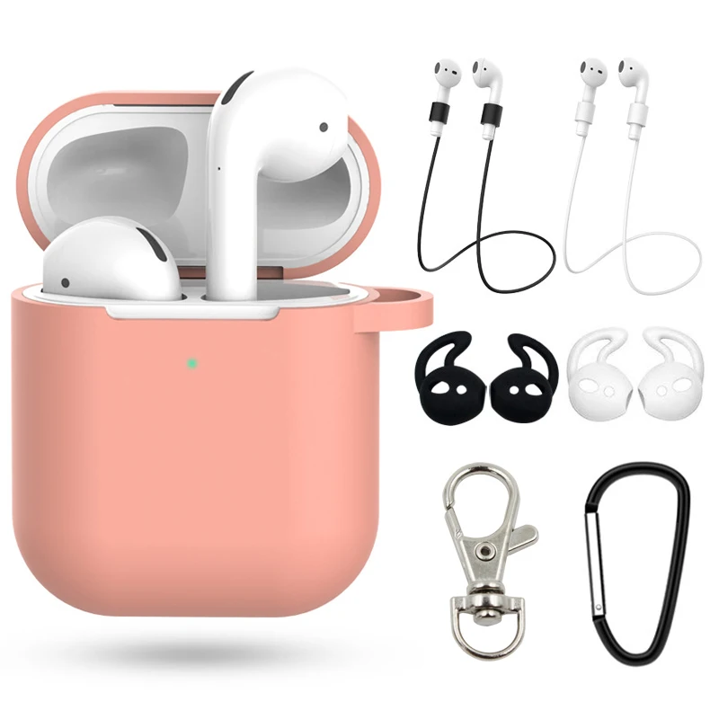 Orange Set Симпатичный подарок, 7 шт. набор, силиконовый чехол s для Airpods 2nd, защитный чехол для наушников, чехол для Apple airpods2, ударопрочные аксессуары - Цвет: Orange Set