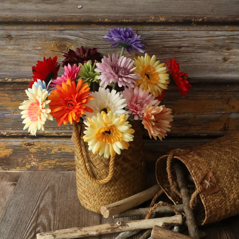 7pcs Artificial gerbera Silk Flower for Home Decoration & Wedding Mini Gerbera red Pink White Polychromatic long 55cm | Дом и сад