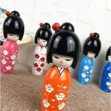 1 шт. новая Сливовая кукла в кимоно, японские деревянные куклы Kokeshi для девочек, размер 16 см x 5,5 см