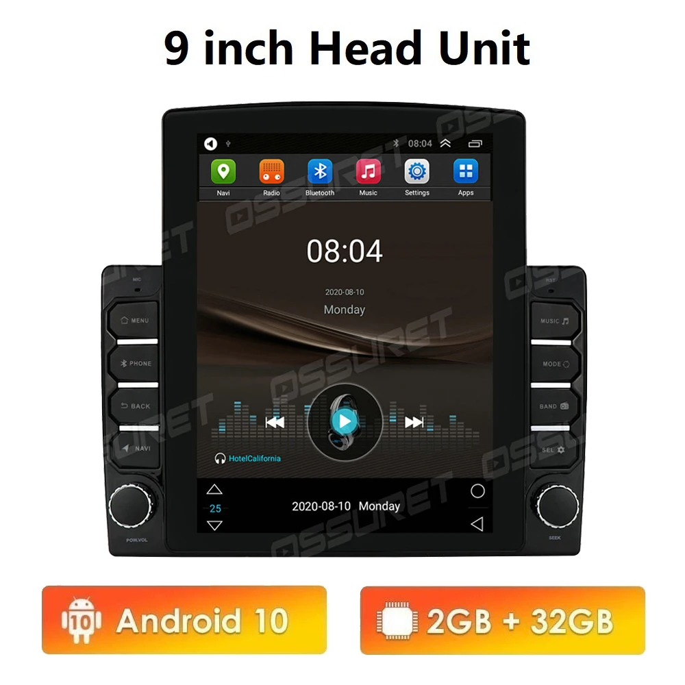 Вертикальный стиль 2G + 32G 9/10.1 дюйм Android 10 Универсальный 2Din автомобильный